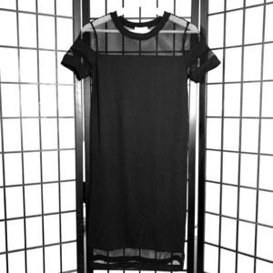 F21 Black Mesh Athleisure shortsleeve shirt dress
